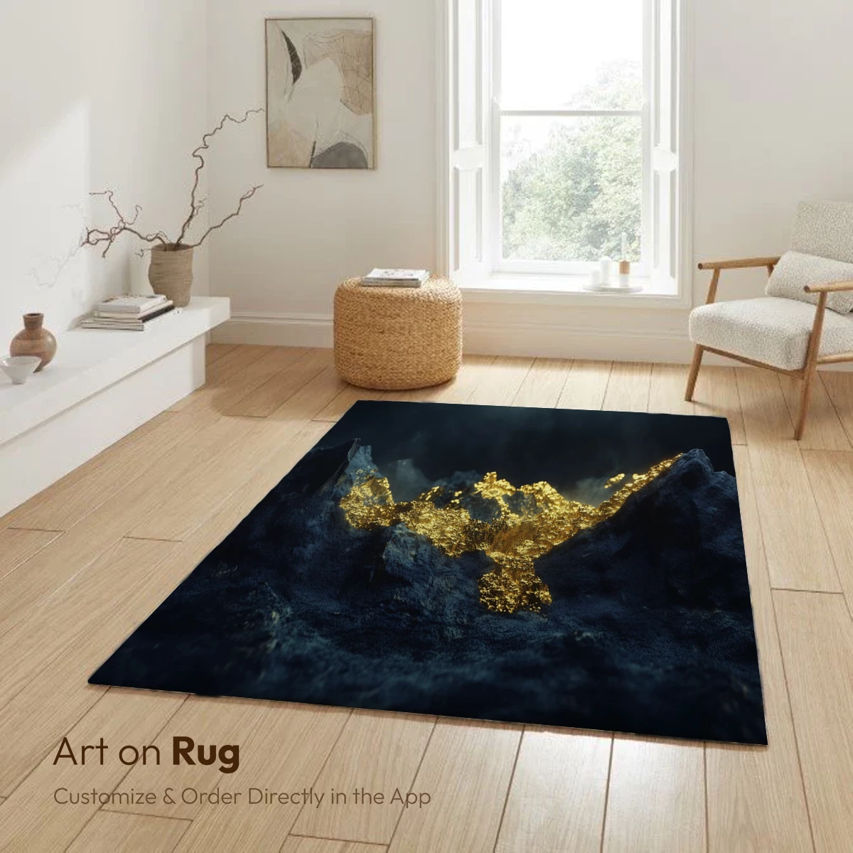 Golden Lava Flow in Midnight Terrain - Image 6