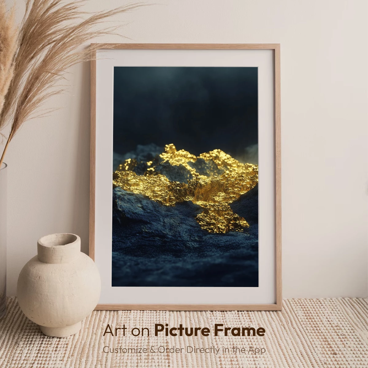 Golden Lava Flow in Midnight Terrain - Image 7