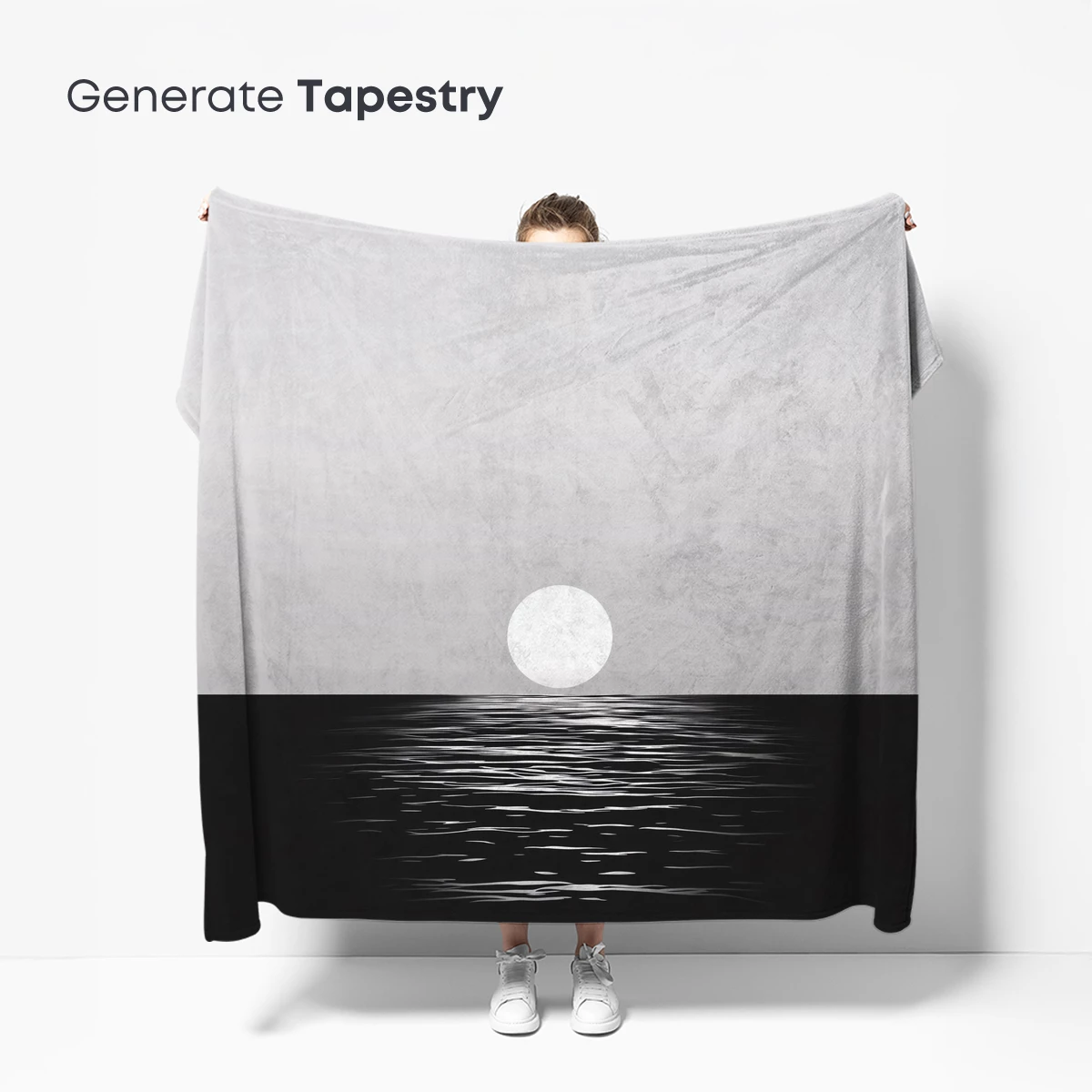 Eternal Horizon: Monochrome Moonlit Sea - Image 5