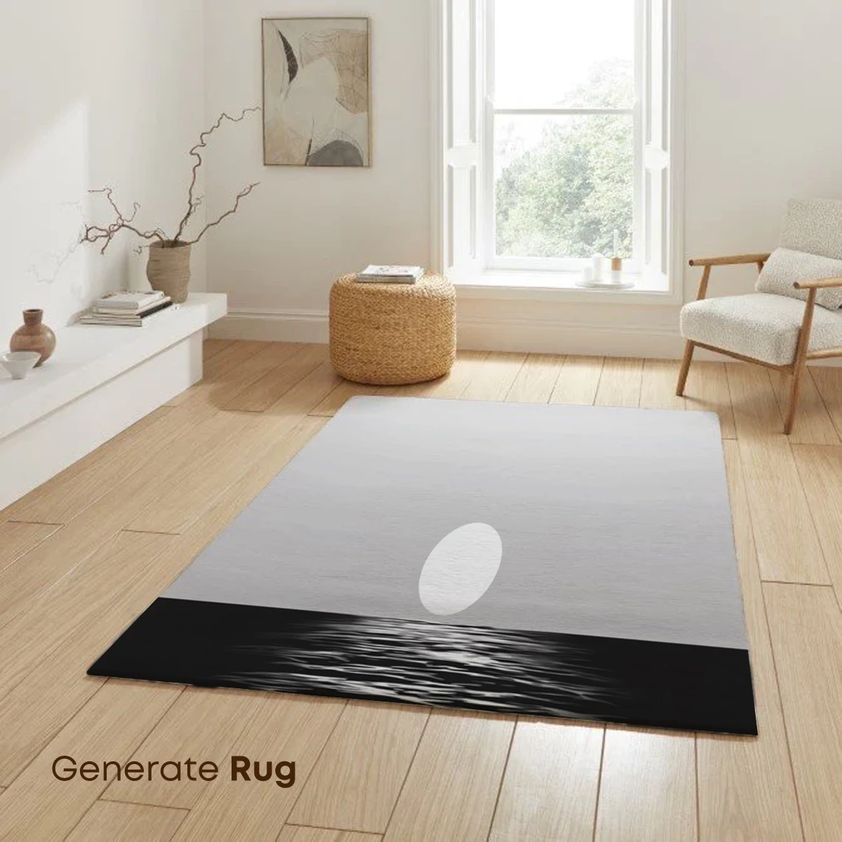 Eternal Horizon: Monochrome Moonlit Sea - Image 6