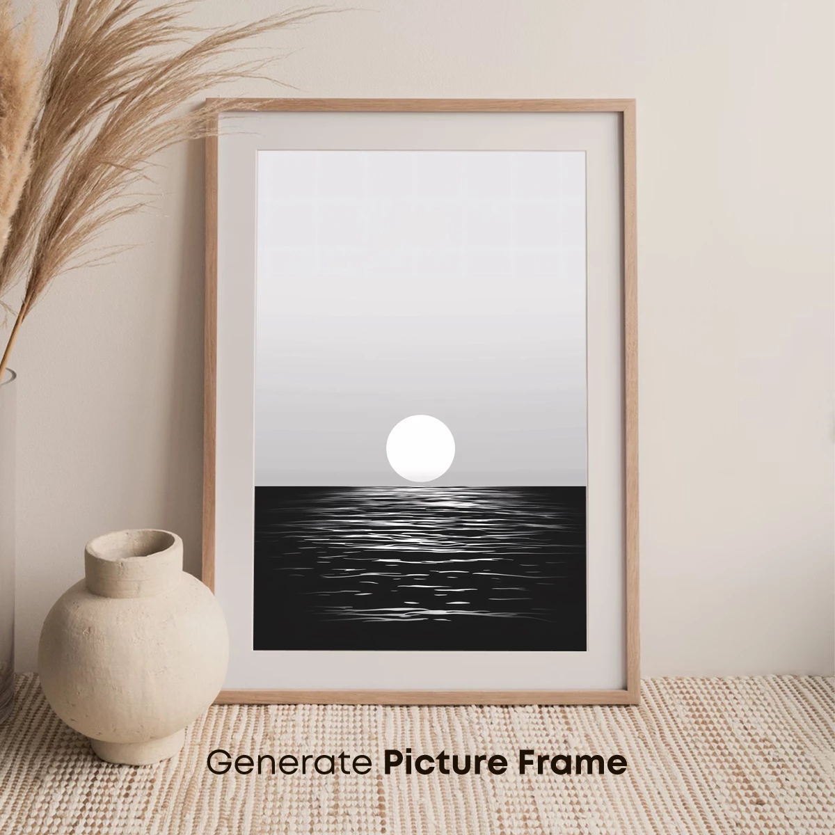 Eternal Horizon: Monochrome Moonlit Sea - Image 7