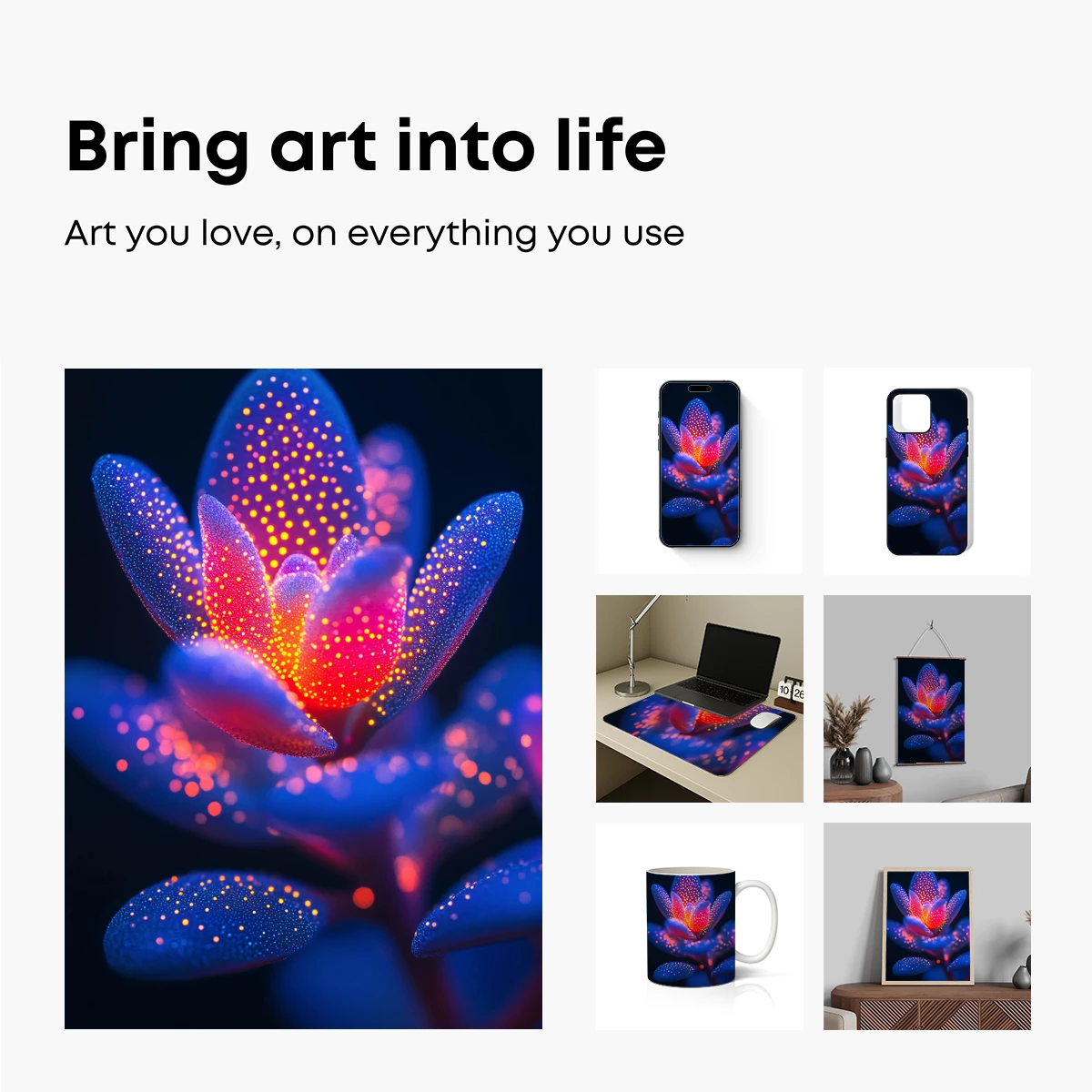 Luminous Lotus: Neon Bloom in Cosmic Light