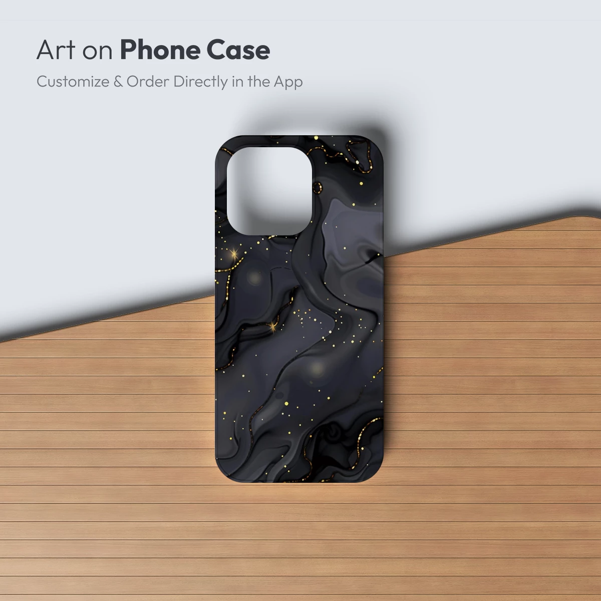 Ethereal Midnight Waves: Golden Stars on Dark Flow - Image 3