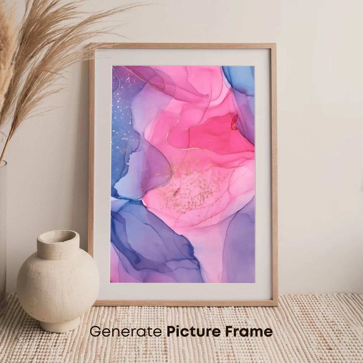 Ethereal Ink Blossom: Fusion of Pink and Blue Hues - Image 7