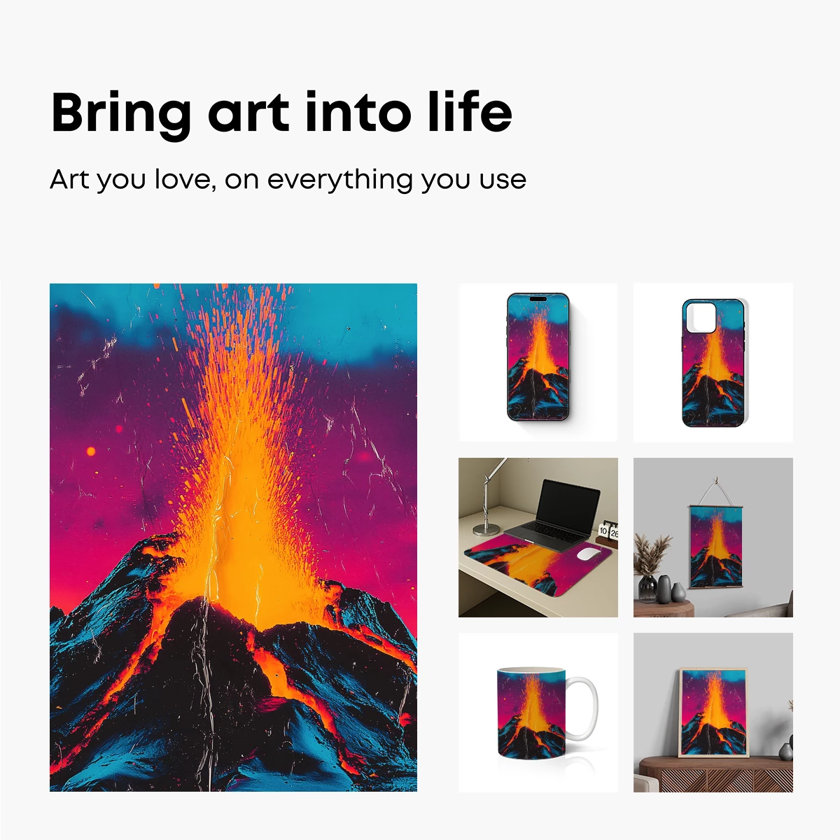 Erupting Volcano in Neon Dreamscape - Image 2