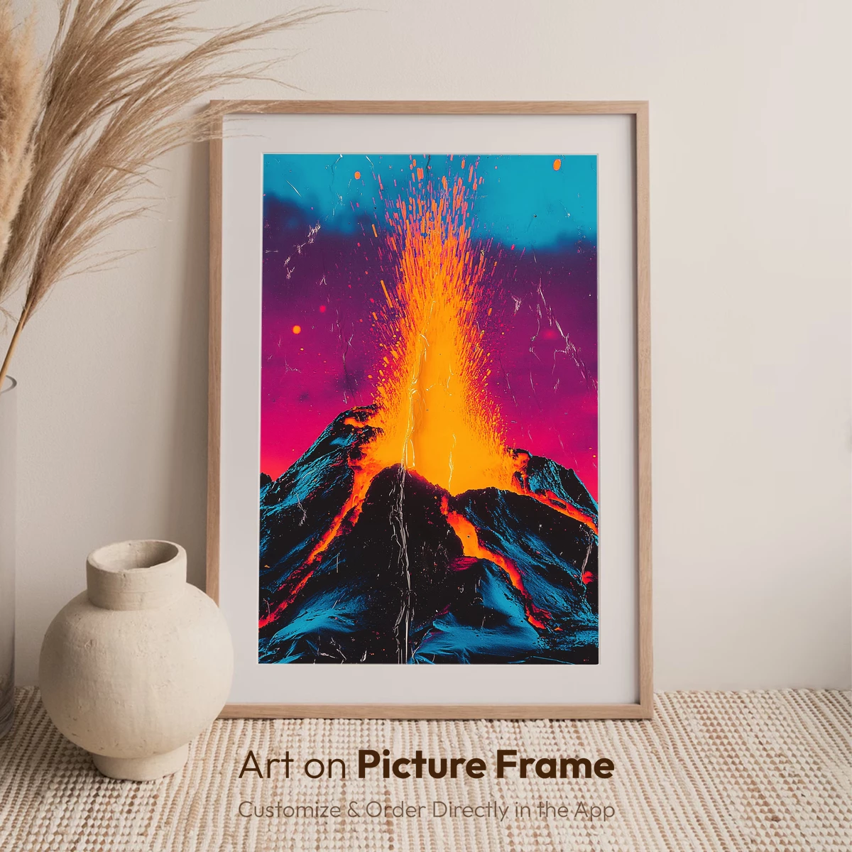 Erupting Volcano in Neon Dreamscape - Image 7