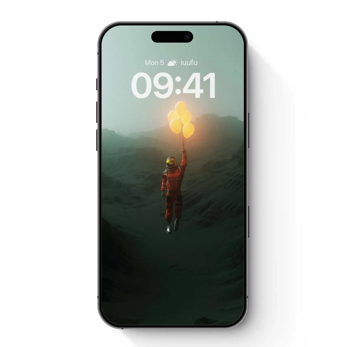 Astronaut Afloat with Glowing Balloons