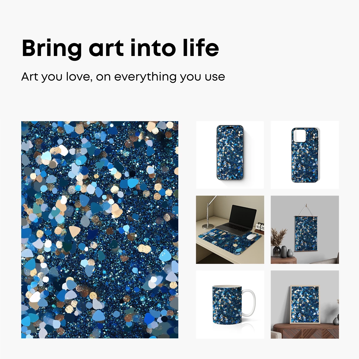 Blue Galaxy Confetti: Cosmic Sparkle Art - Image 2