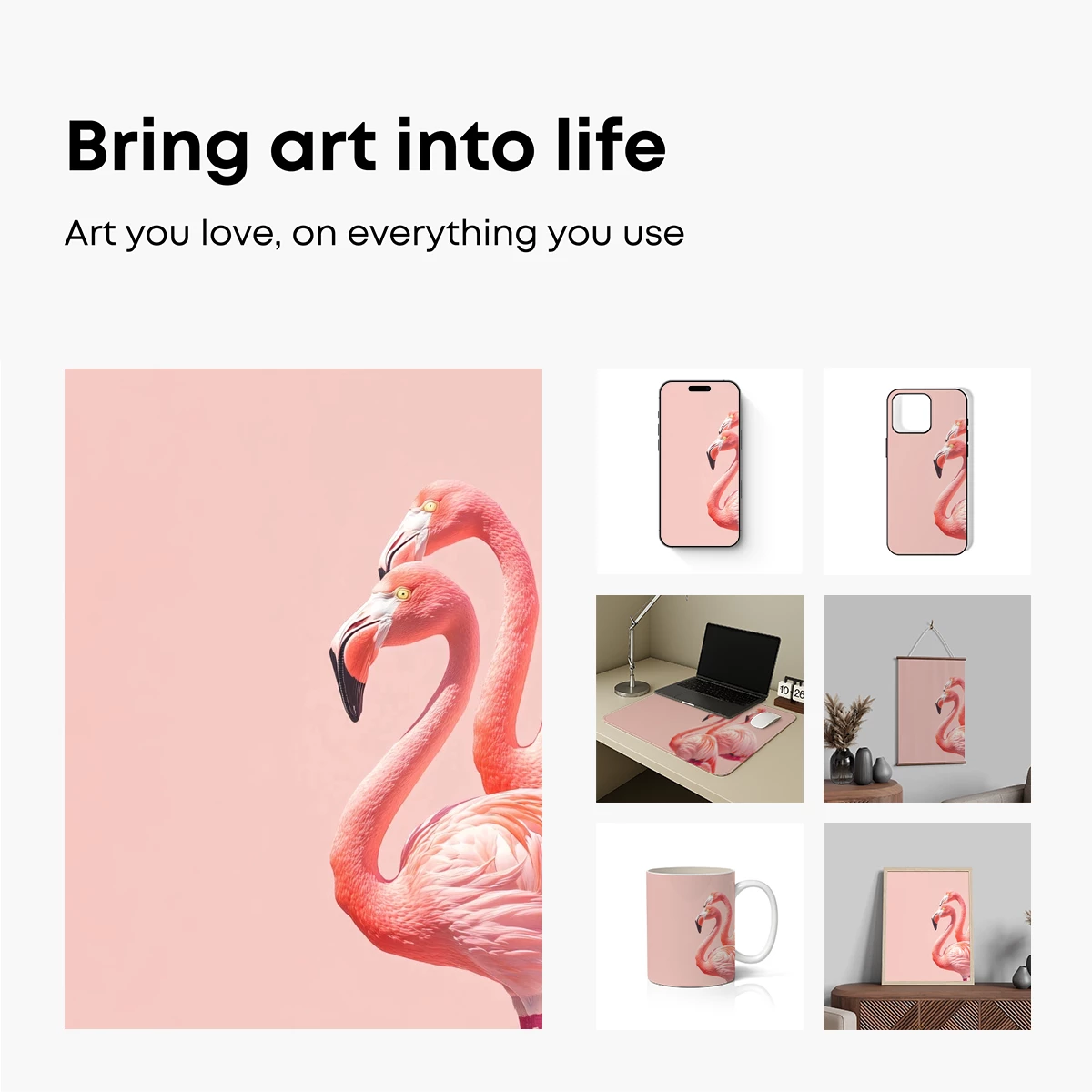 Elegant Flamingo Trio in Soft Pink Harmony - Image 2