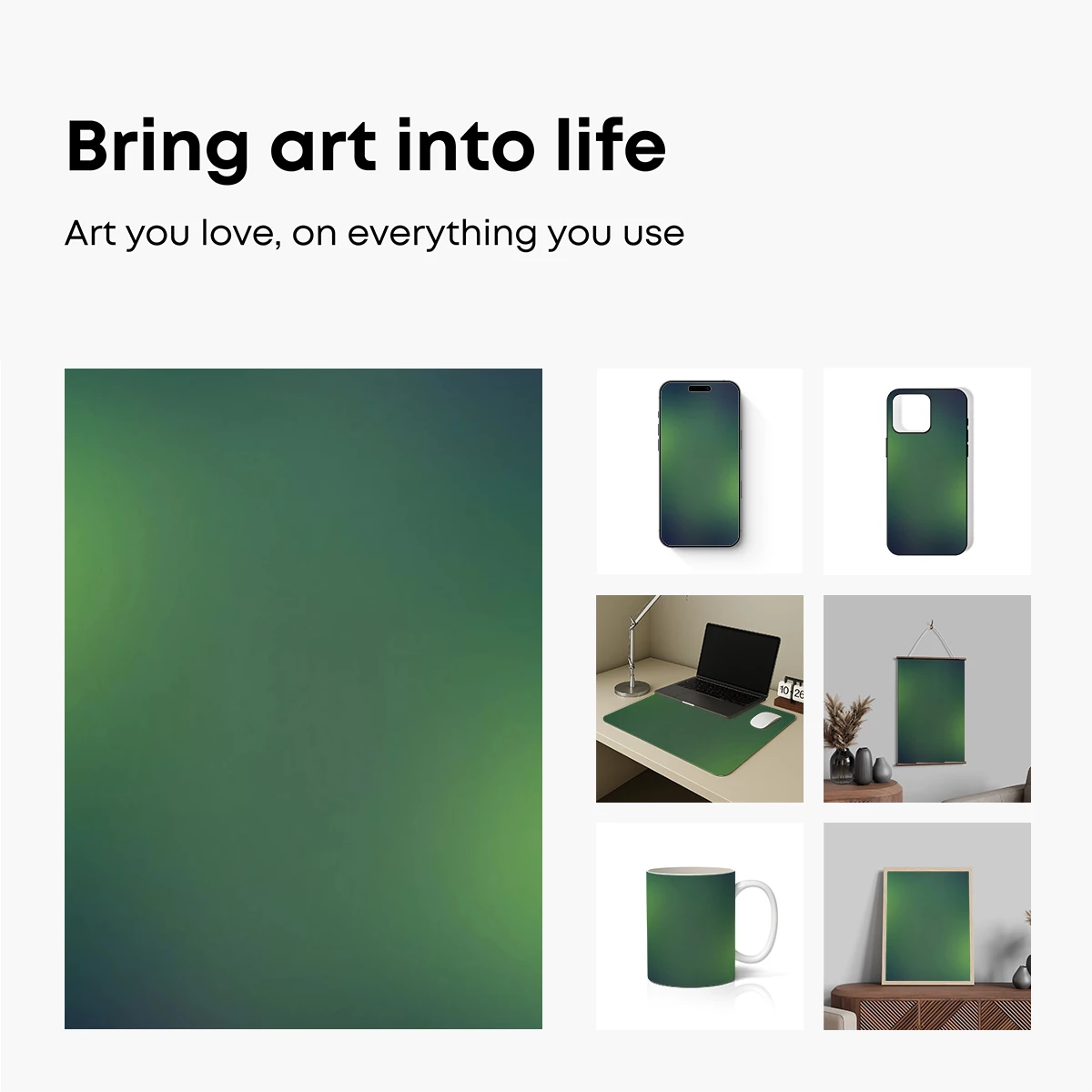 Gradient Serenity: Ethereal Green Haze - Image 2