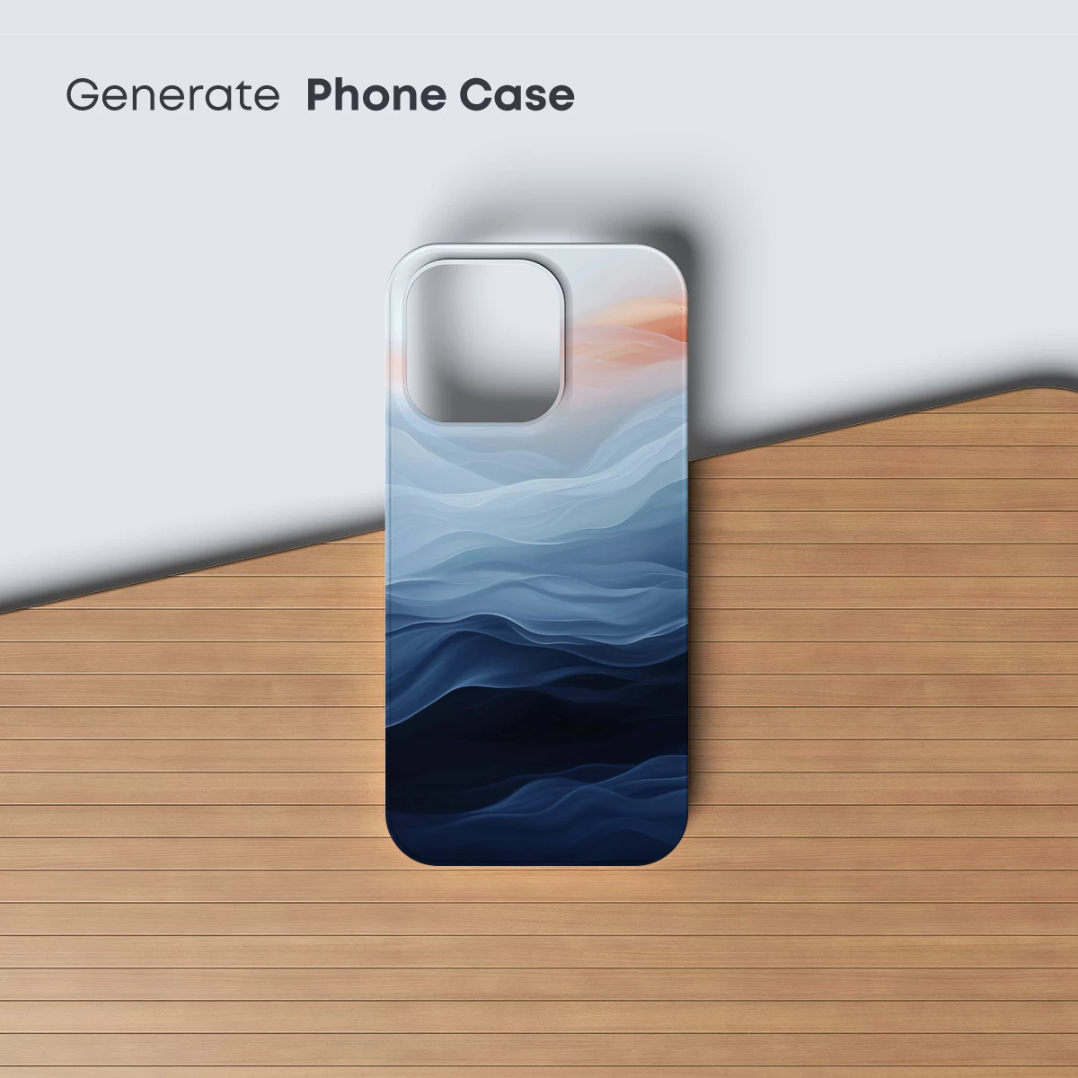 Ethereal Ocean Waves: A Symphony of Blue and Peach - Image 3