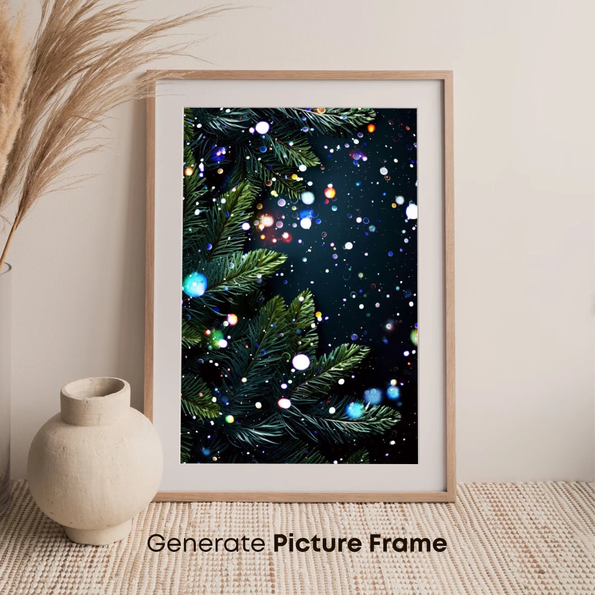 Enchanted Pine: Festive Lights in Midnight Sky - Image 7