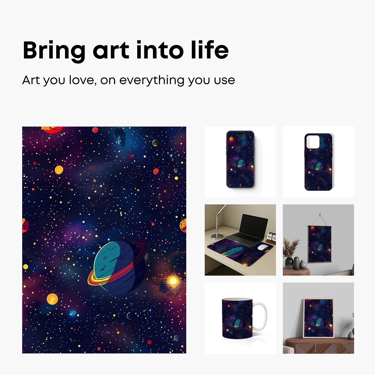 Cosmic Symphony: Vibrant Planets in Starlit Space - Image 2