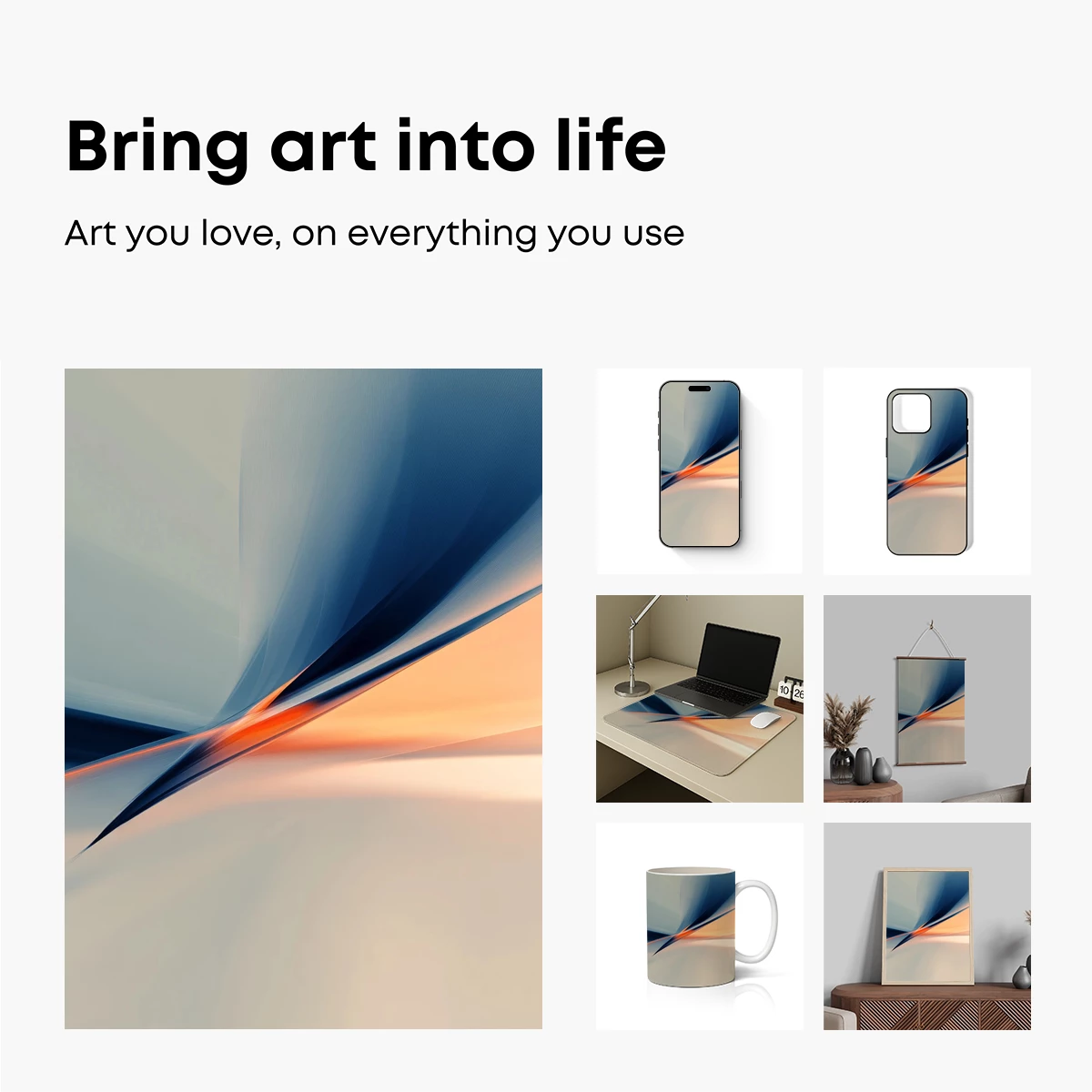 Abstract Fusion: Orange and Blue Elegance - Image 2