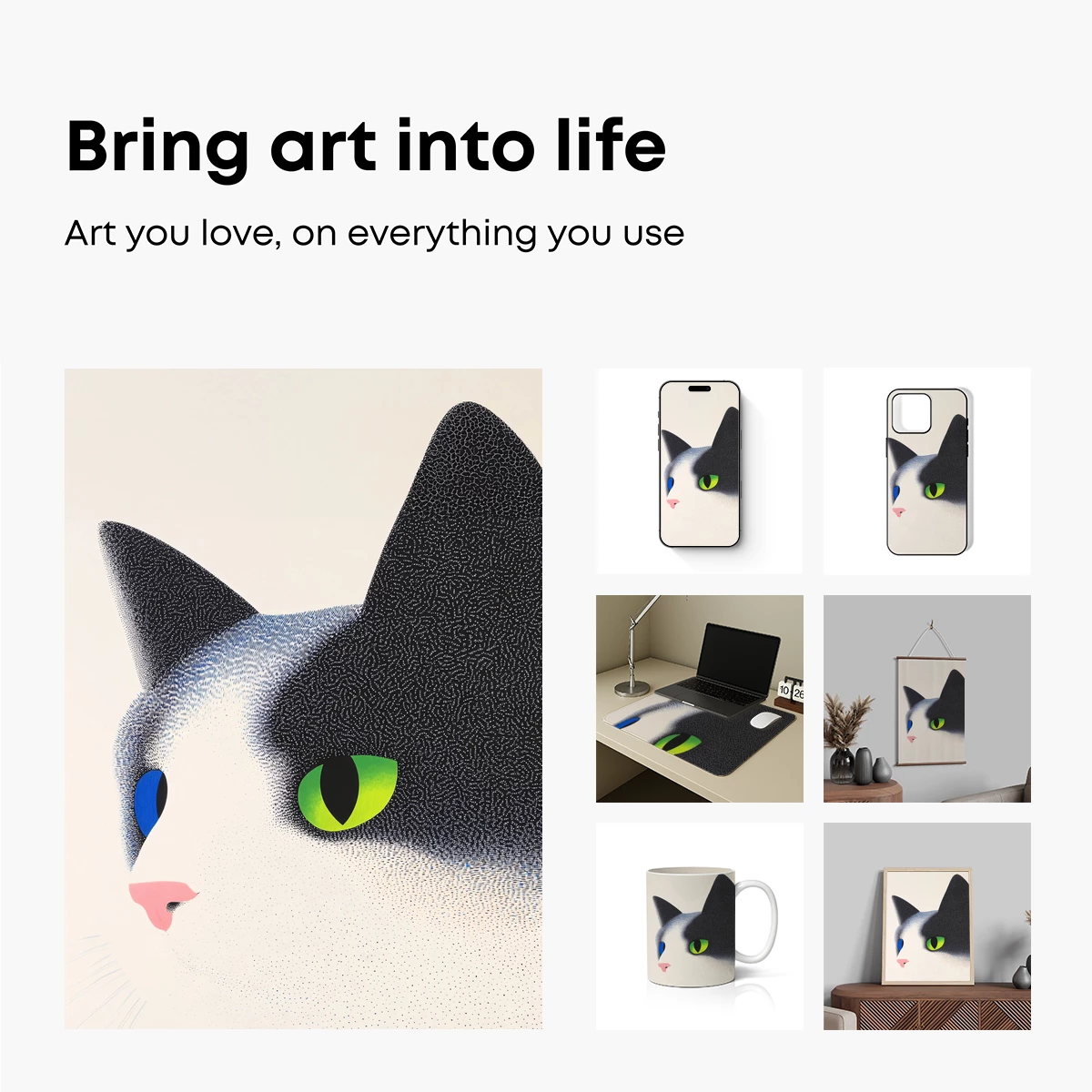 Duo-Chromatic Feline: Pointillist Contrast in Cat Eyes - Image 2