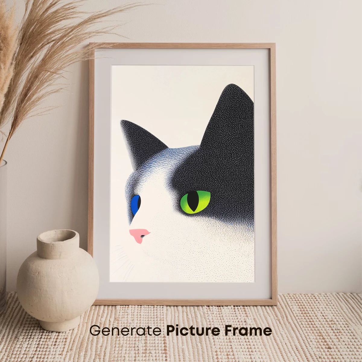 Duo-Chromatic Feline: Pointillist Contrast in Cat Eyes - Image 7
