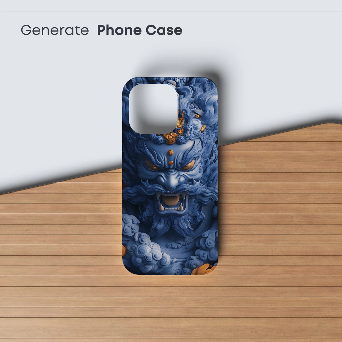 Blue Mythic Guardian: Clouds and Gold Ornamentation - Image 3