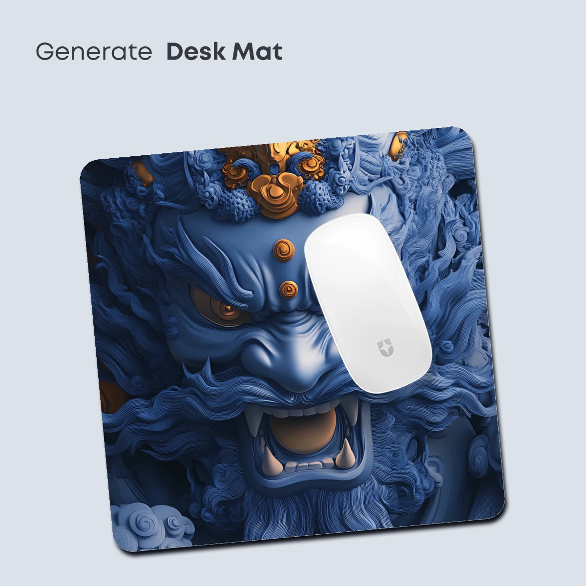 Blue Mythic Guardian: Clouds and Gold Ornamentation - Image 4