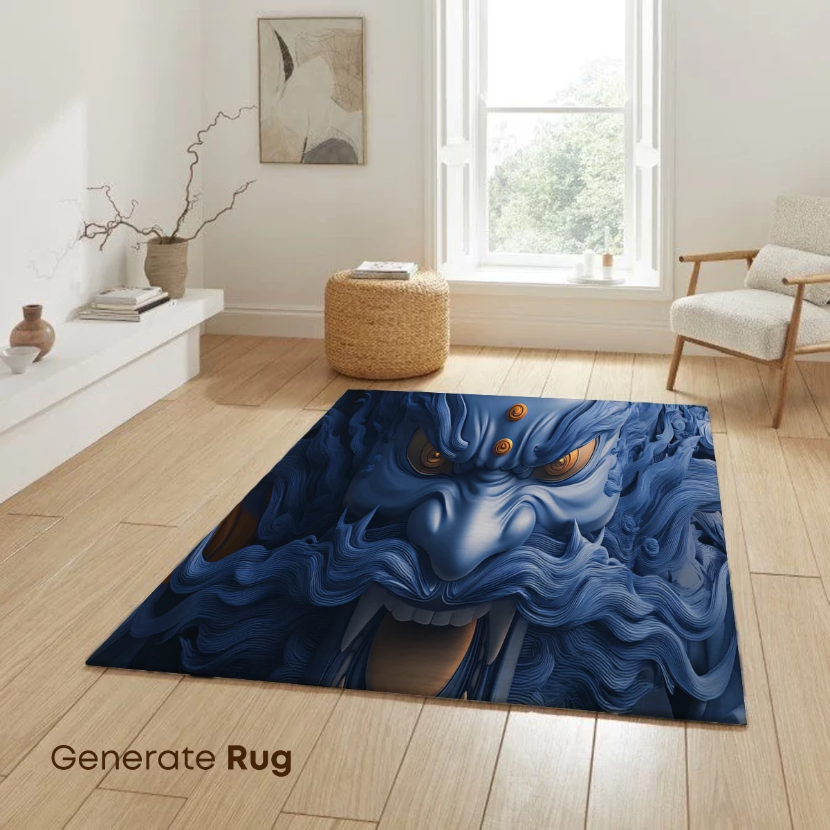 Blue Mythic Guardian: Clouds and Gold Ornamentation - Image 6