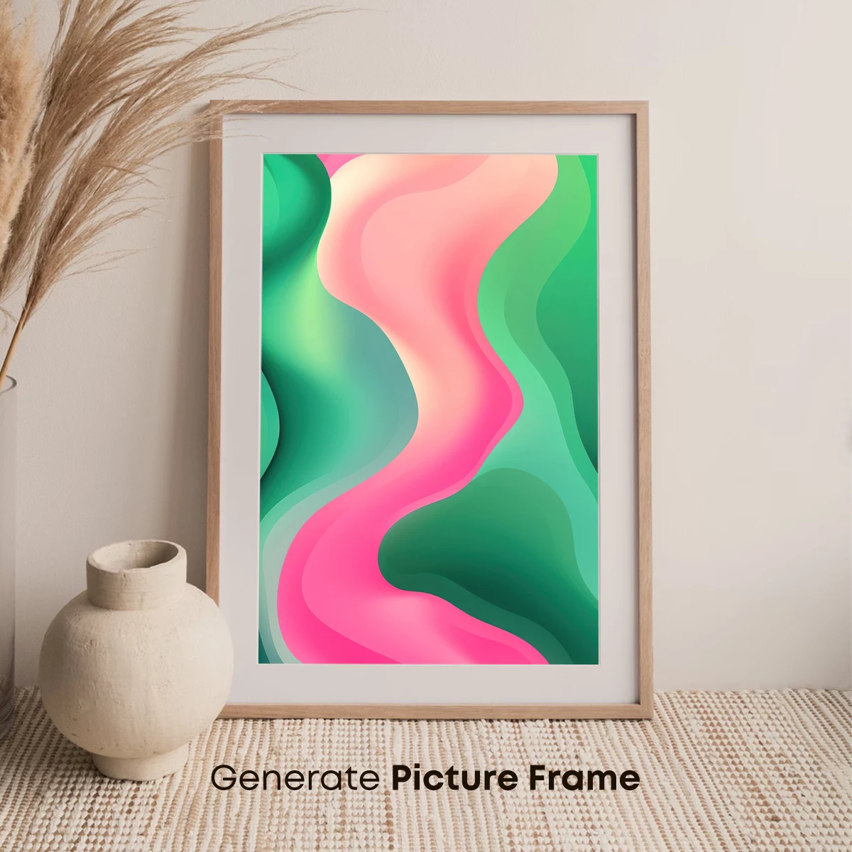 Fluid Fusion: Pink and Green Abstract Waves - Image 7