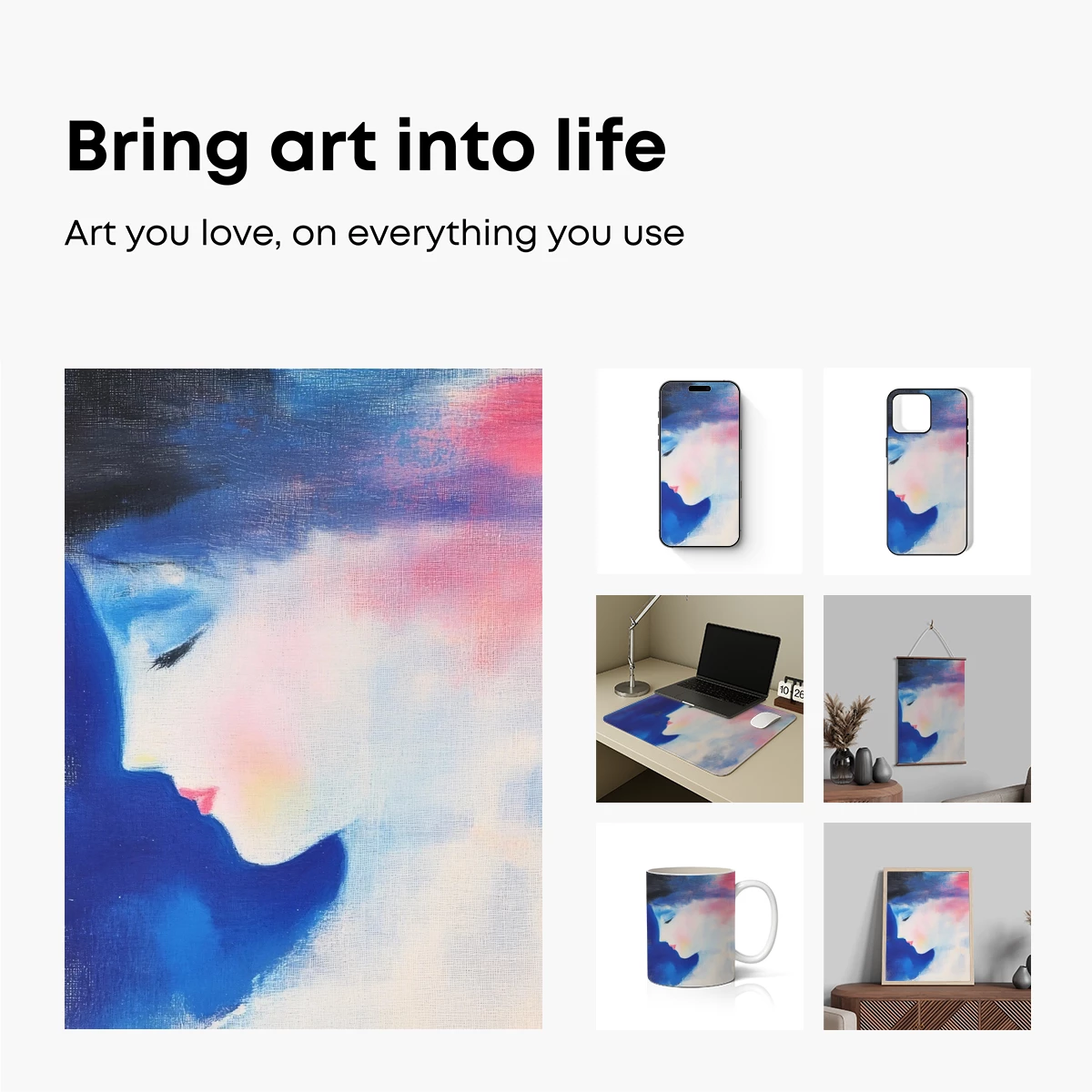 Abstract Profile in Blue: A Dreamlike Portrait - Image 2