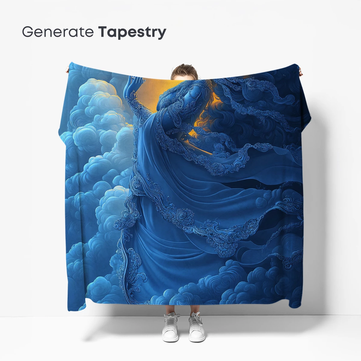 Ethereal Blue Goddess Amidst Celestial Clouds - Image 5