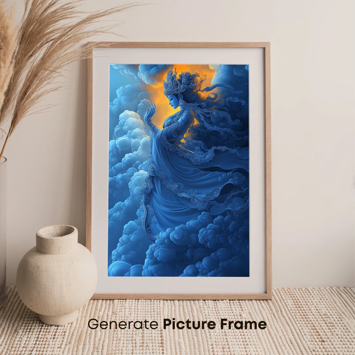 Ethereal Blue Goddess Amidst Celestial Clouds - Image 7