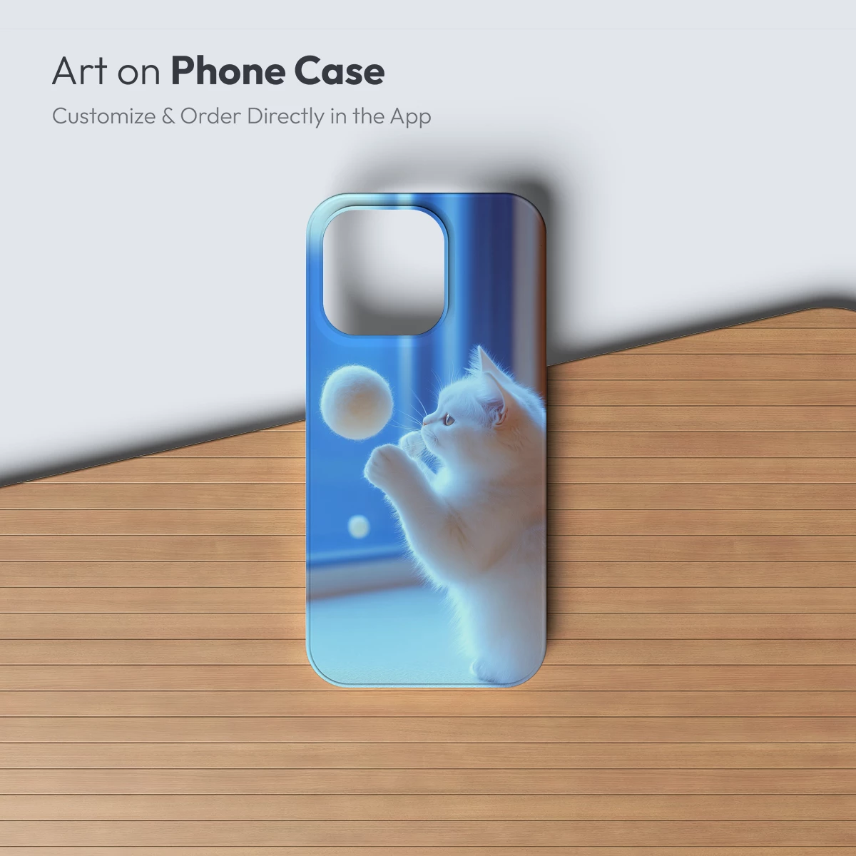 Feline Playfulness: White Cat and Fluffy Ball - Image 3