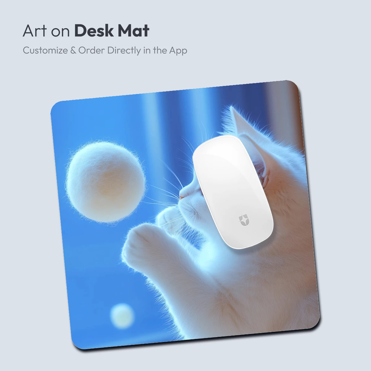 Feline Playfulness: White Cat and Fluffy Ball - Image 4