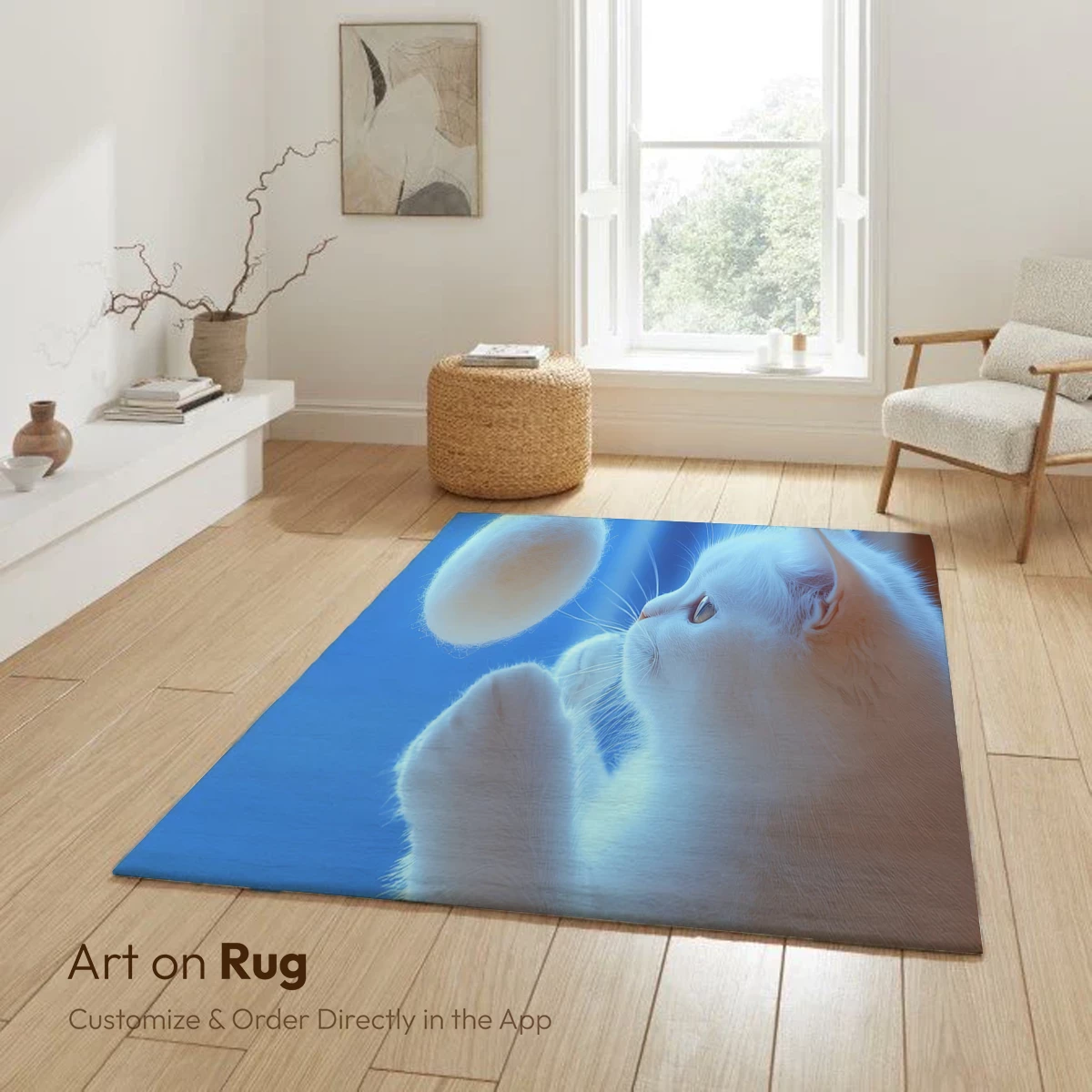 Feline Playfulness: White Cat and Fluffy Ball - Image 6