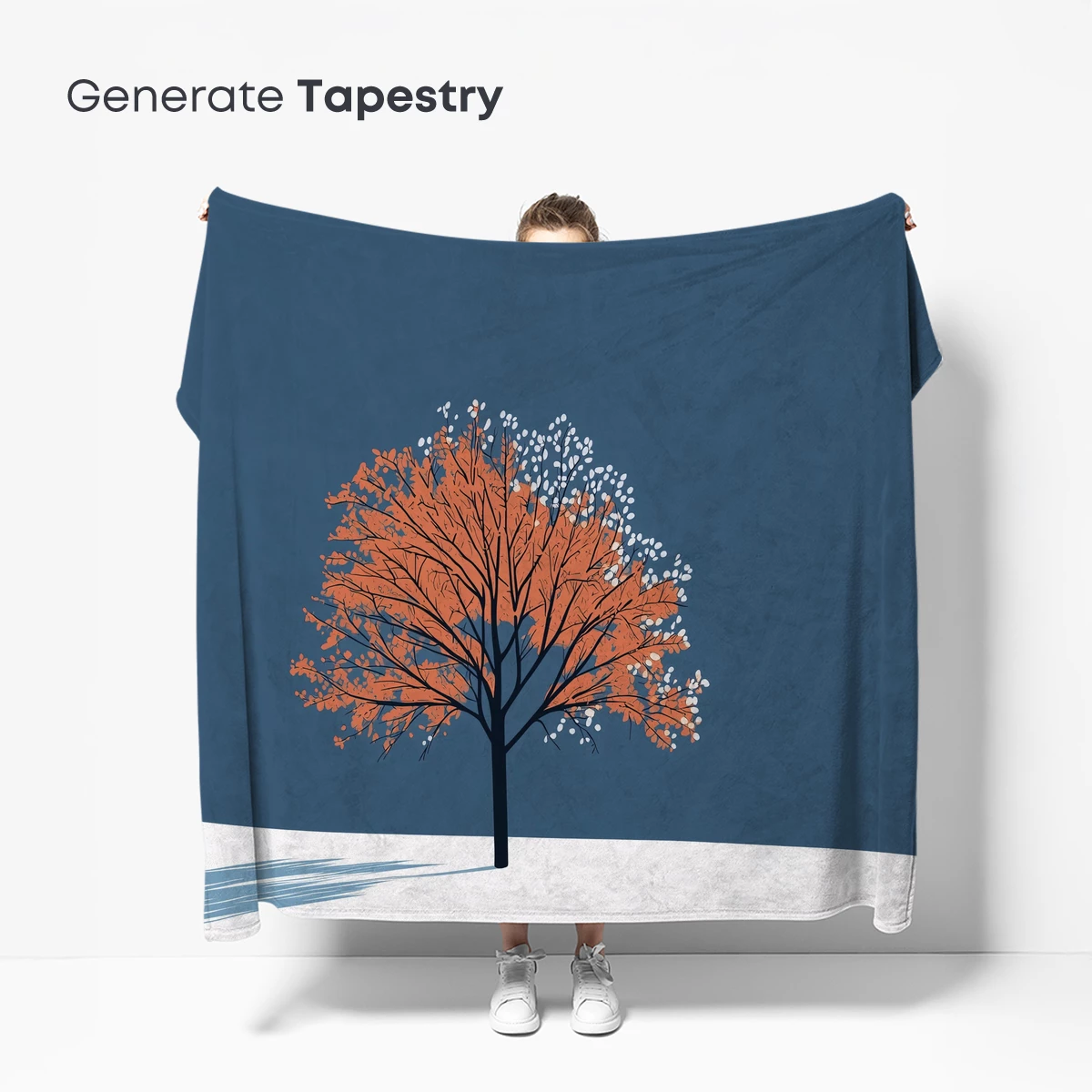 Autumn Solitude: Orange Tree in Snow - Image 5