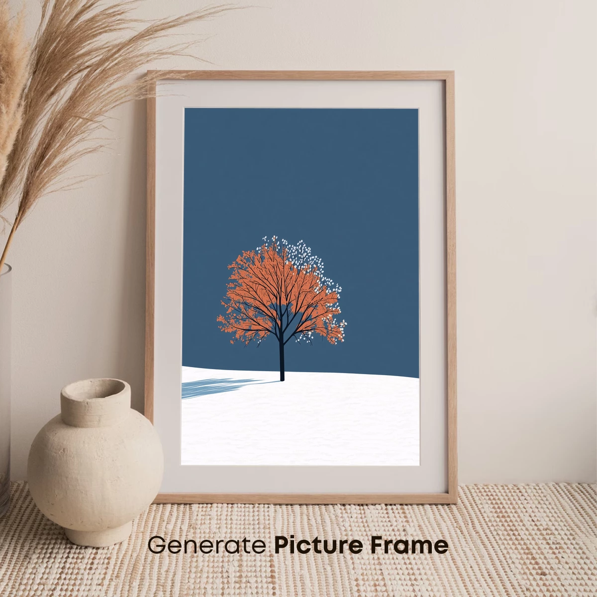 Autumn Solitude: Orange Tree in Snow - Image 7