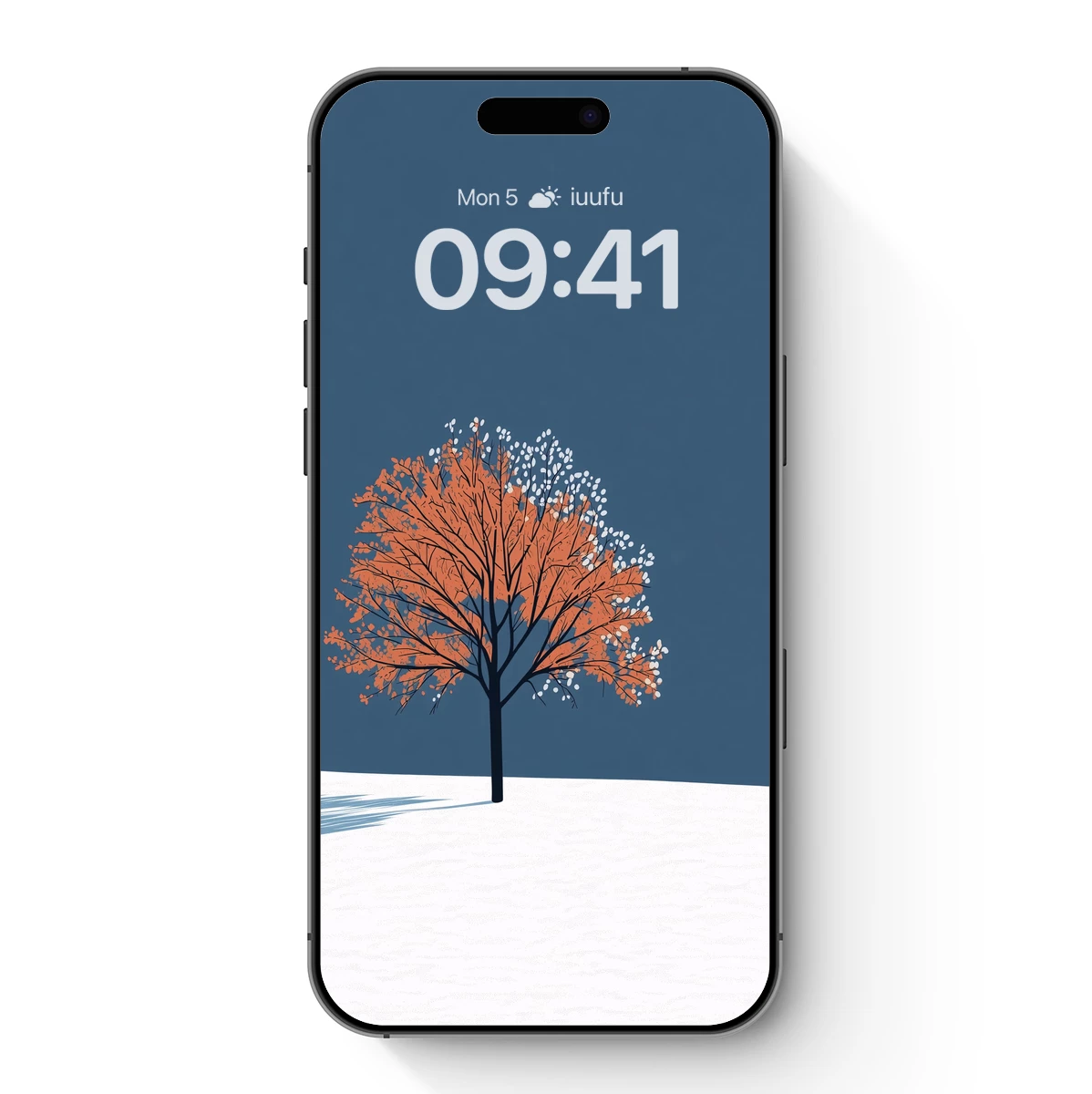 Autumn Solitude: Orange Tree in Snow