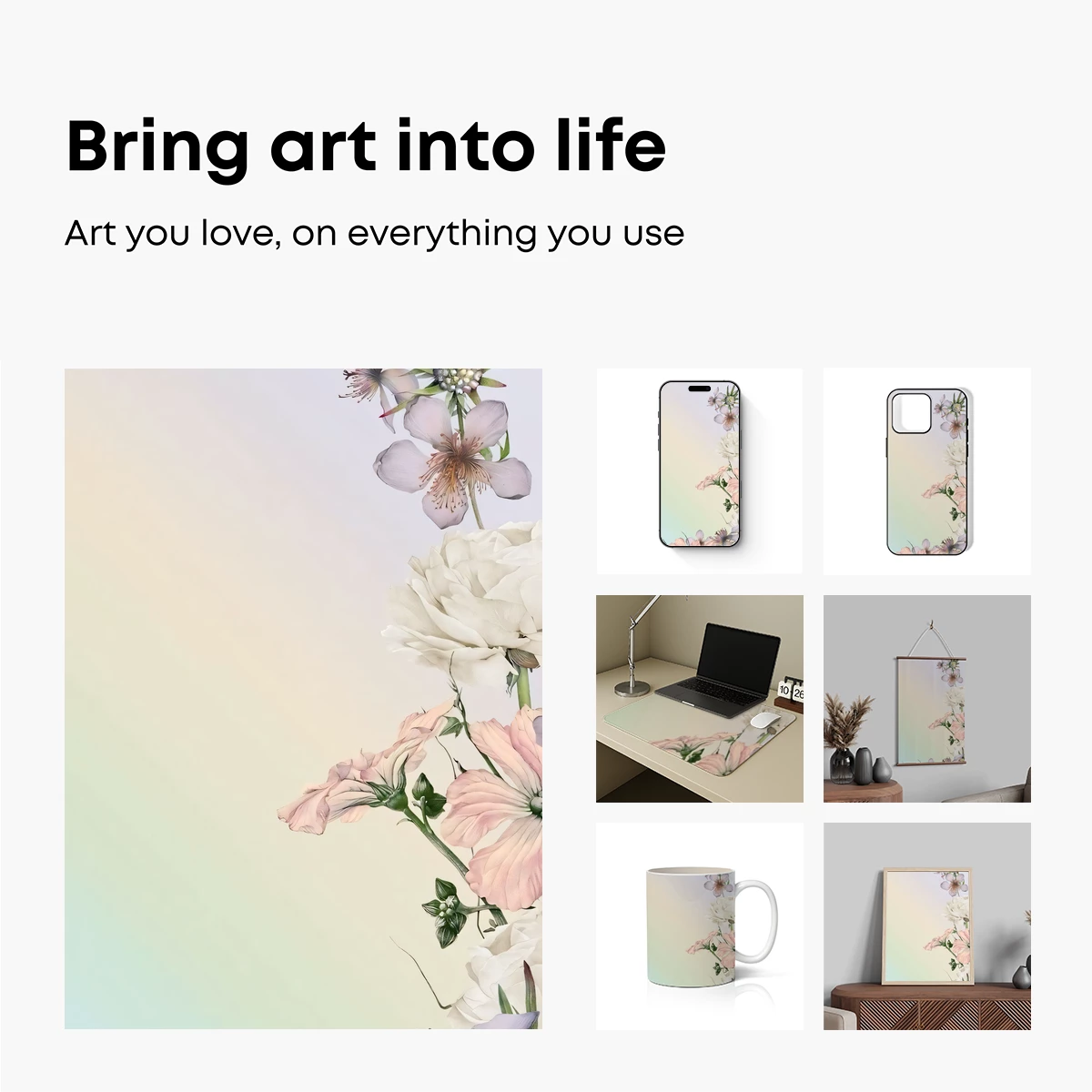 Ethereal Floral Symphony in Pastel Hues - Image 2