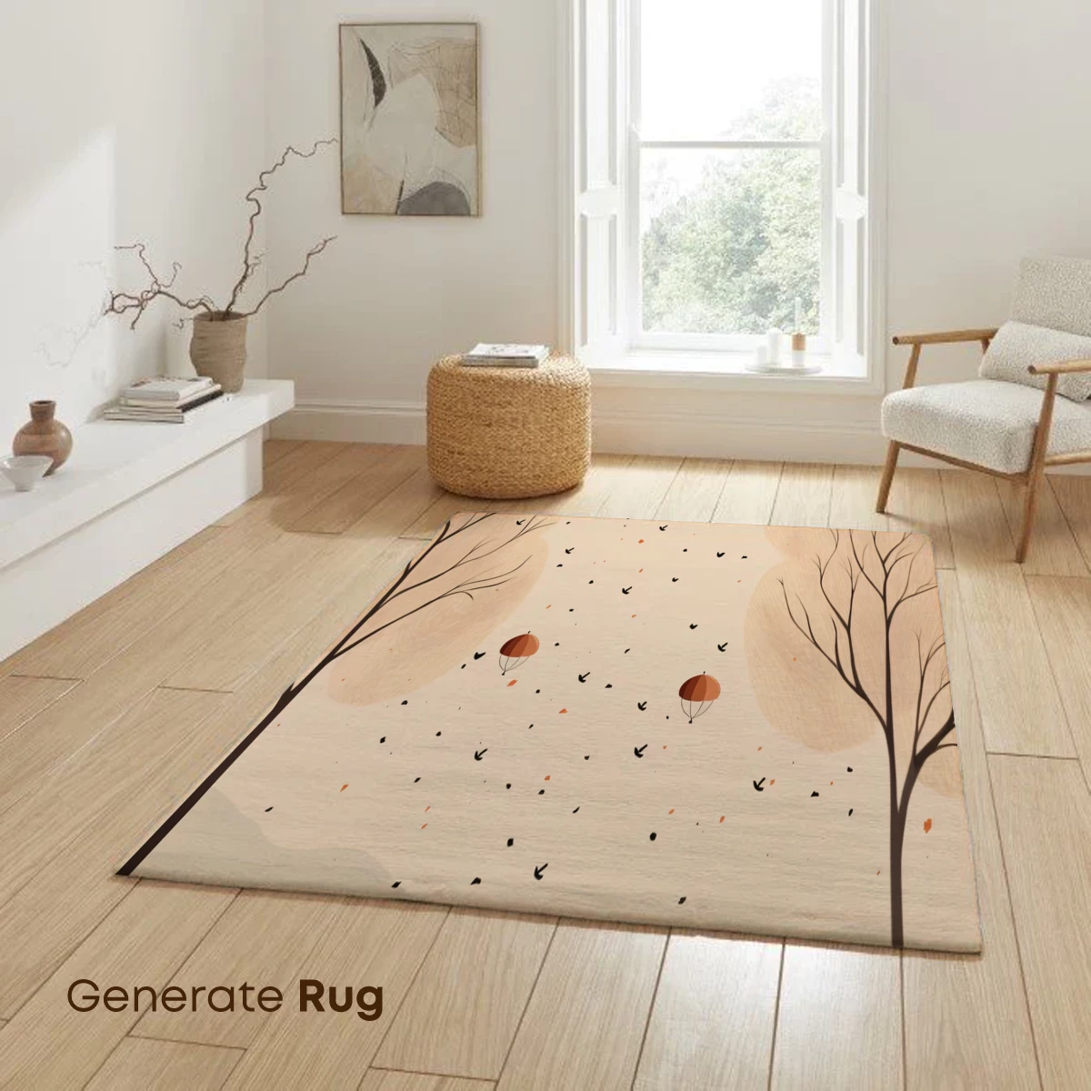 Autumn Solitude: Floating Lanterns and Bare Trees - Image 6