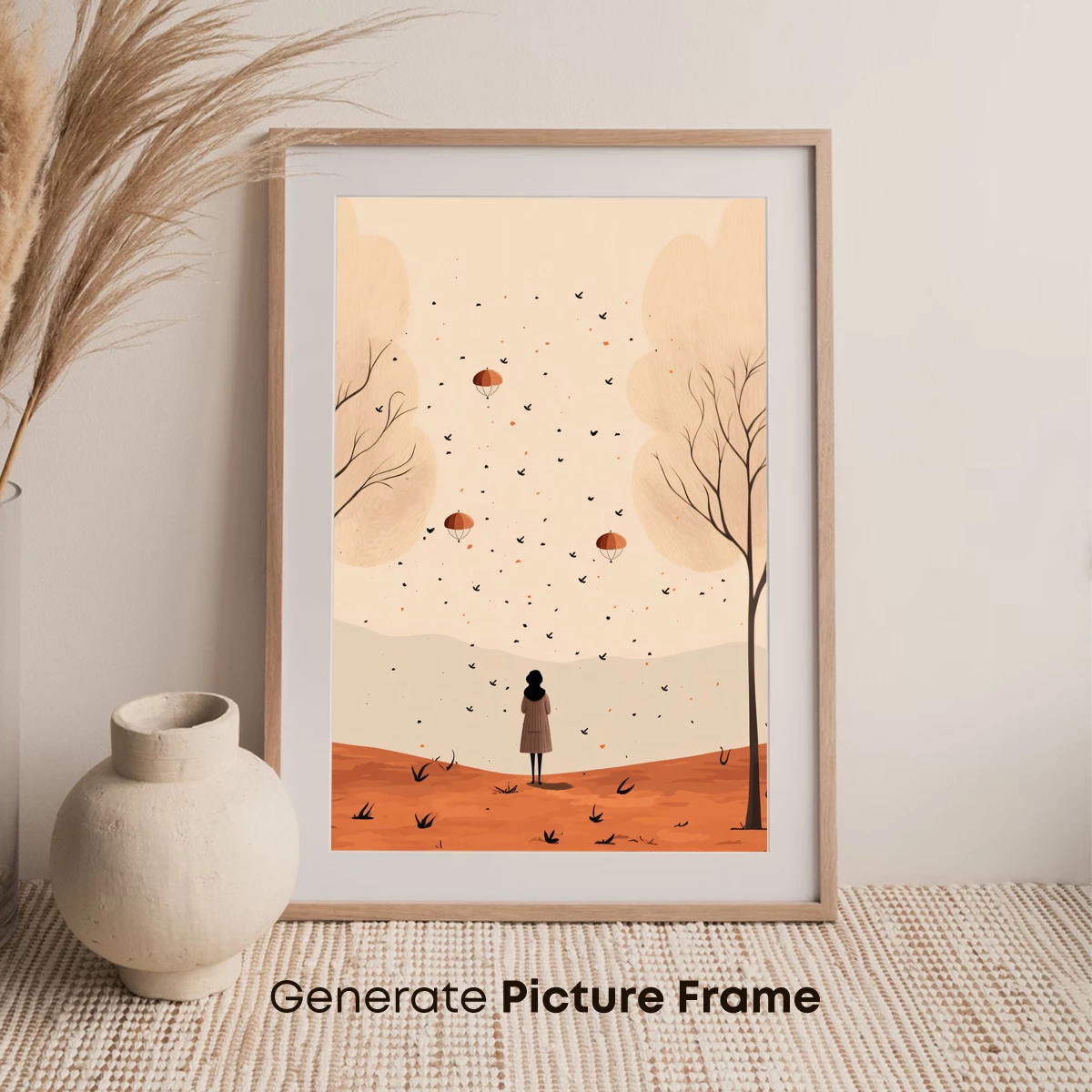 Autumn Solitude: Floating Lanterns and Bare Trees - Image 7