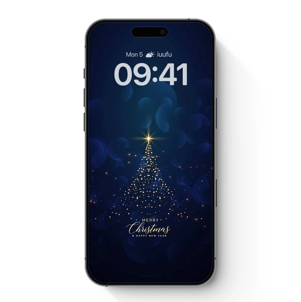 Golden Christmas Tree in Midnight Blue