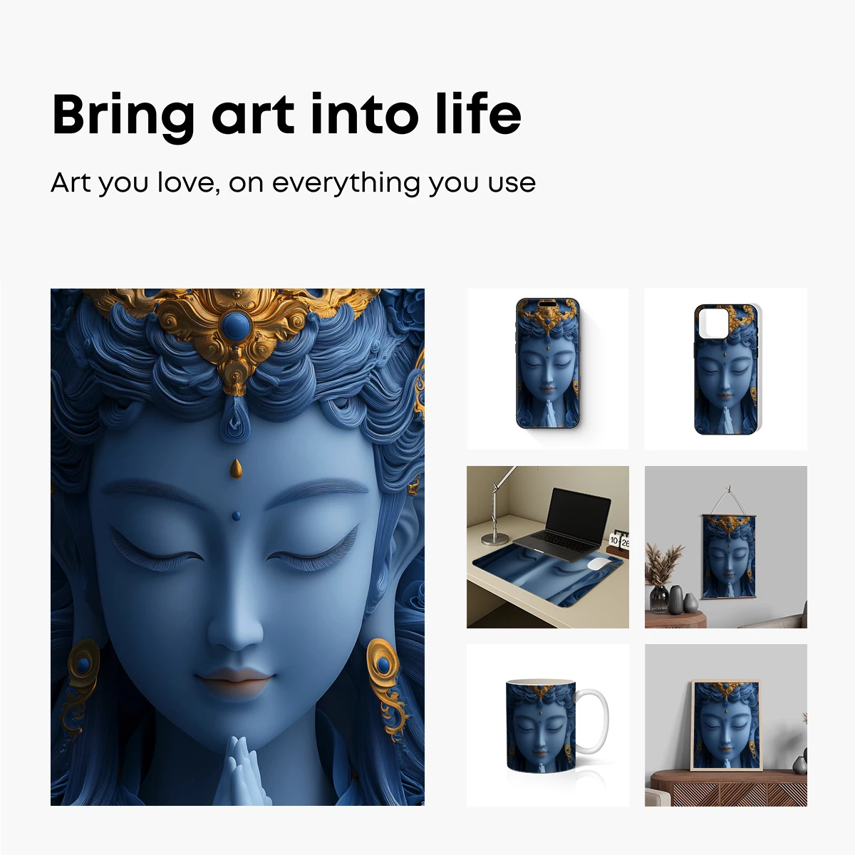 Ethereal Blue Devotion: Divine Serenity in Ornate Detail - Image 2