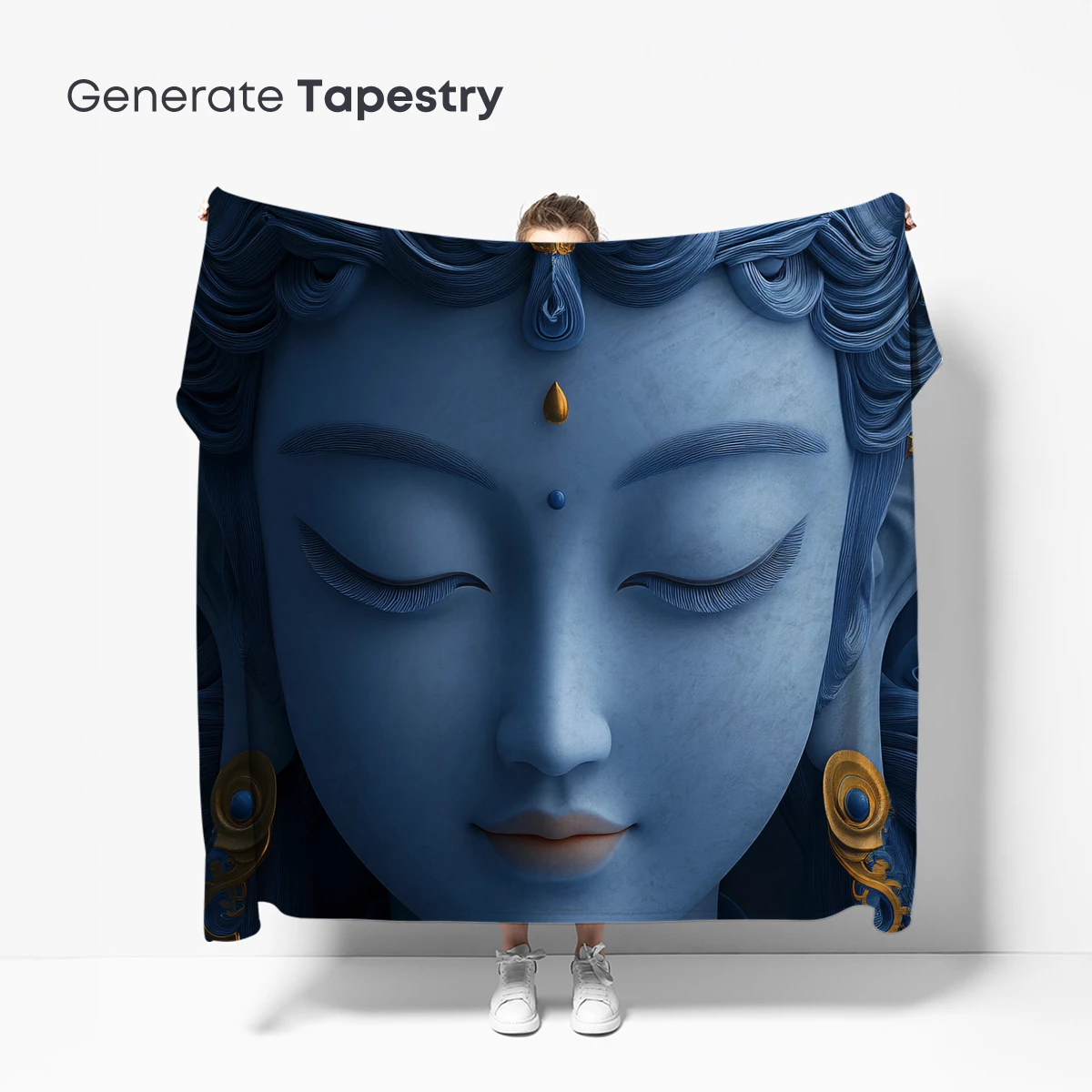 Ethereal Blue Devotion: Divine Serenity in Ornate Detail - Image 5