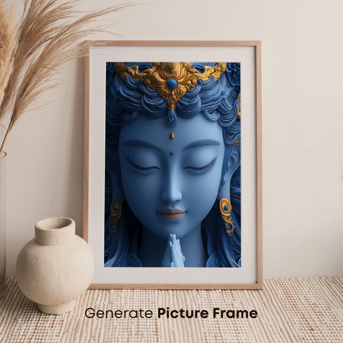 Ethereal Blue Devotion: Divine Serenity in Ornate Detail - Image 7