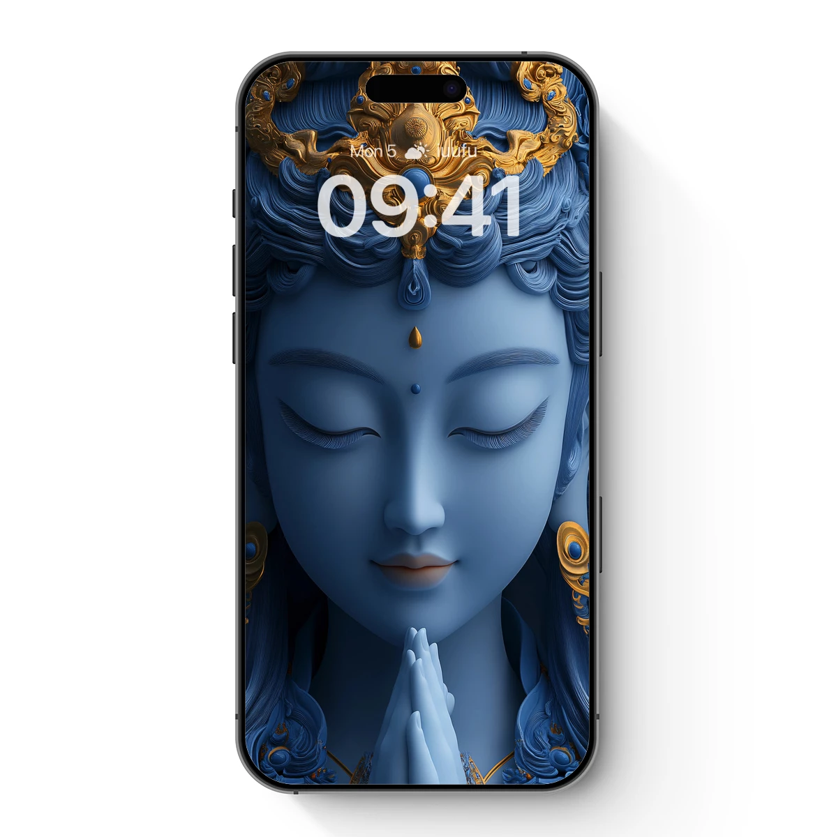 Ethereal Blue Devotion: Divine Serenity in Ornate Detail