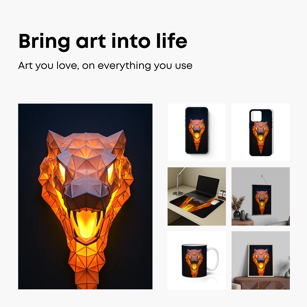Geometric Lion's Roar: Fiery Polygons - Image 2