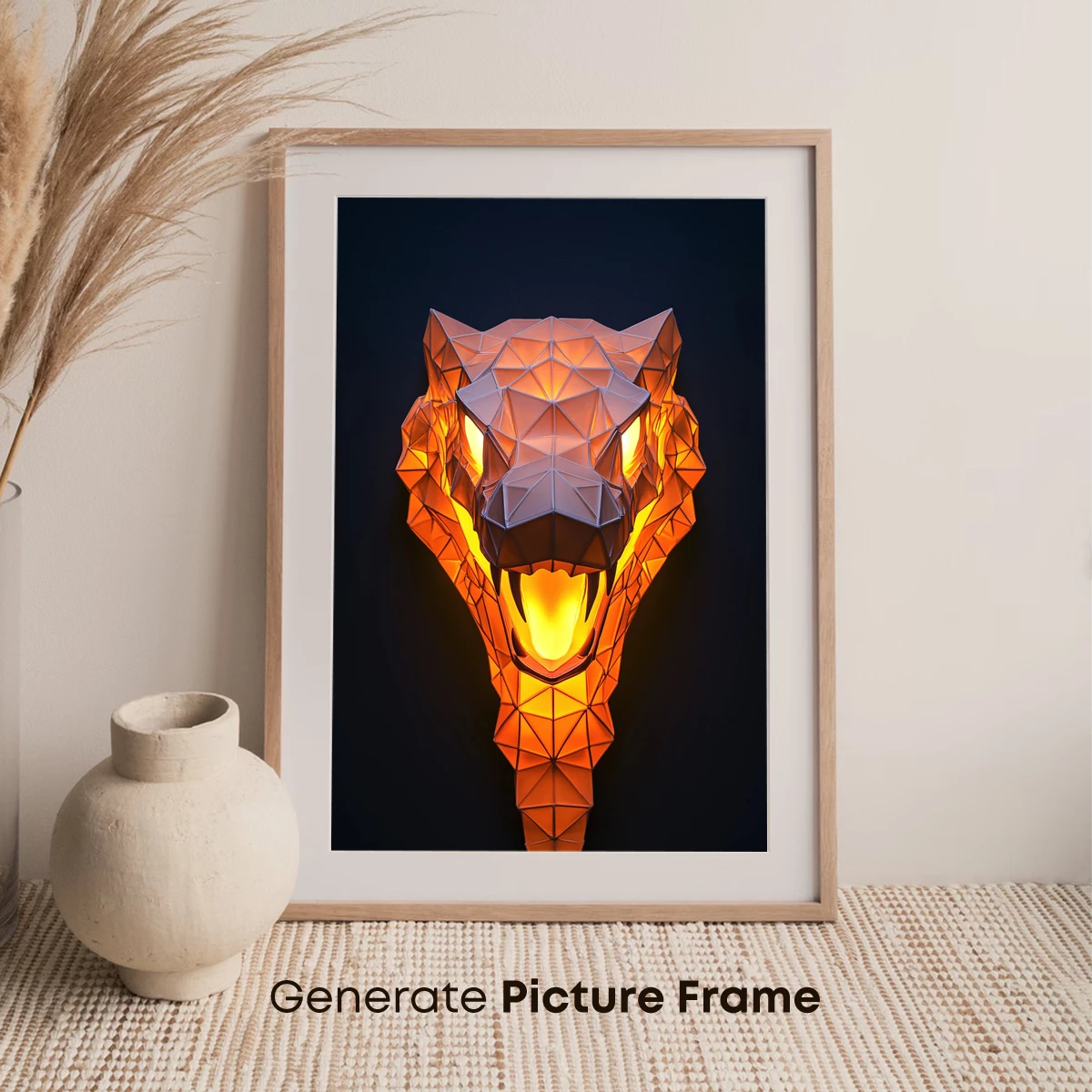 Geometric Lion's Roar: Fiery Polygons - Image 7