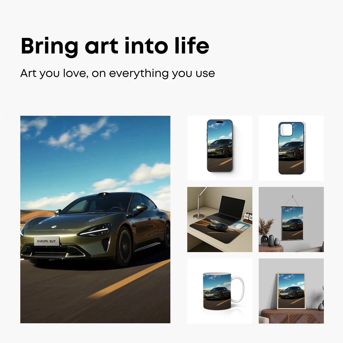 Desert Road Odyssey: Sleek Car in Motion - Image 2