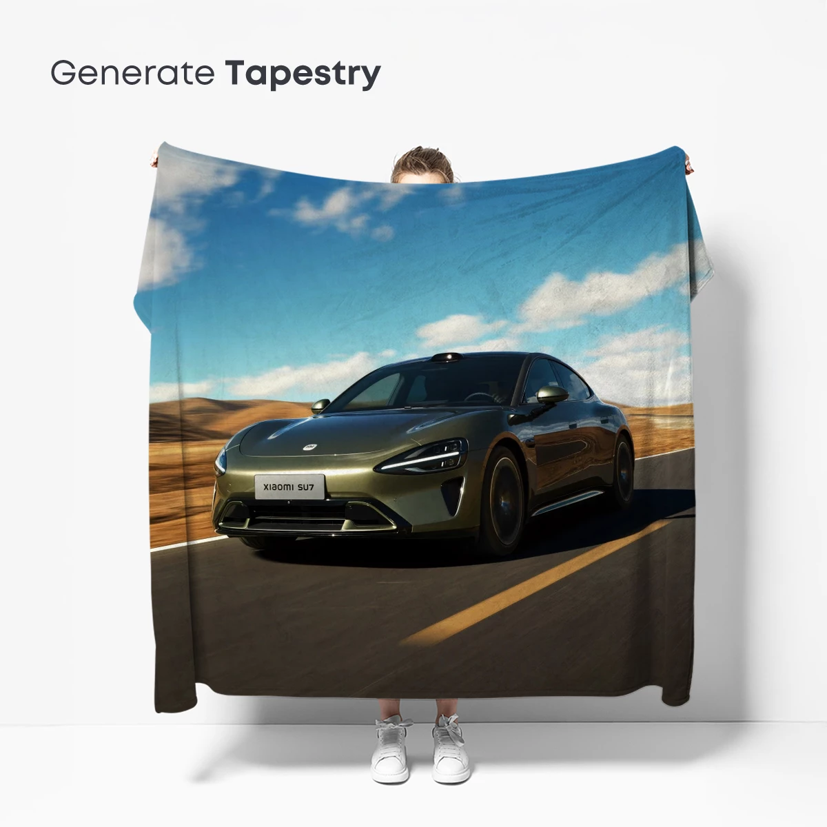 Desert Road Odyssey: Sleek Car in Motion - Image 5