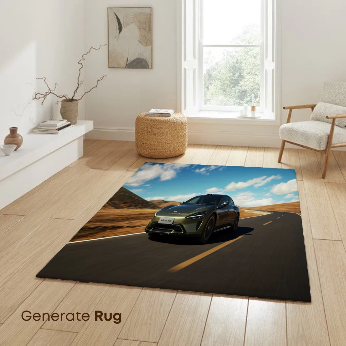 Desert Road Odyssey: Sleek Car in Motion - Image 6