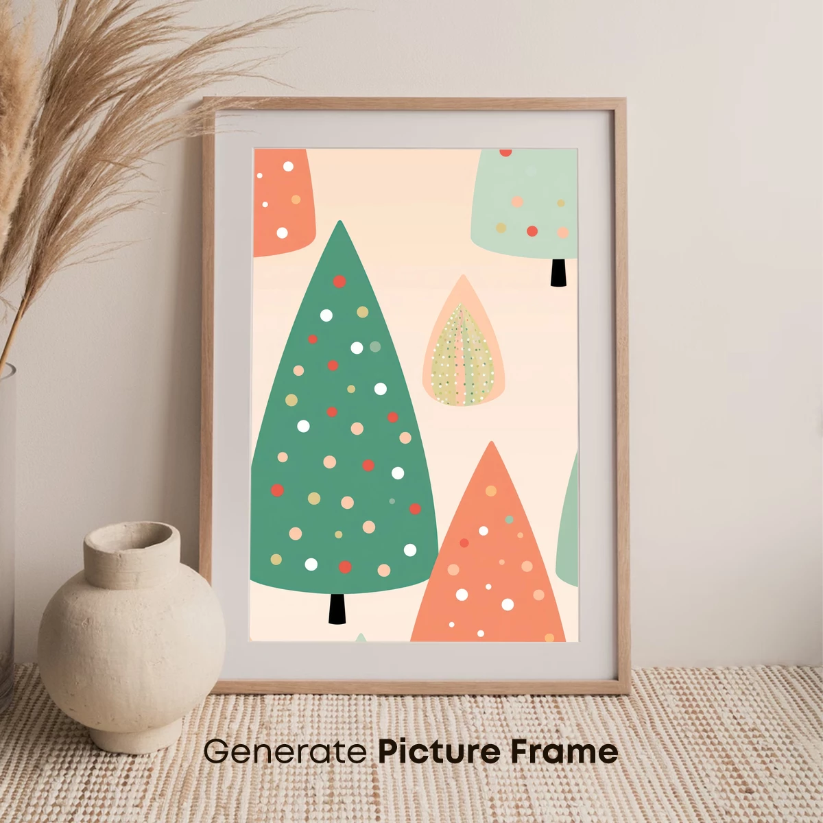 Festive Forest Dots: Whimsical Trees in Pastel Harmony - Image 7