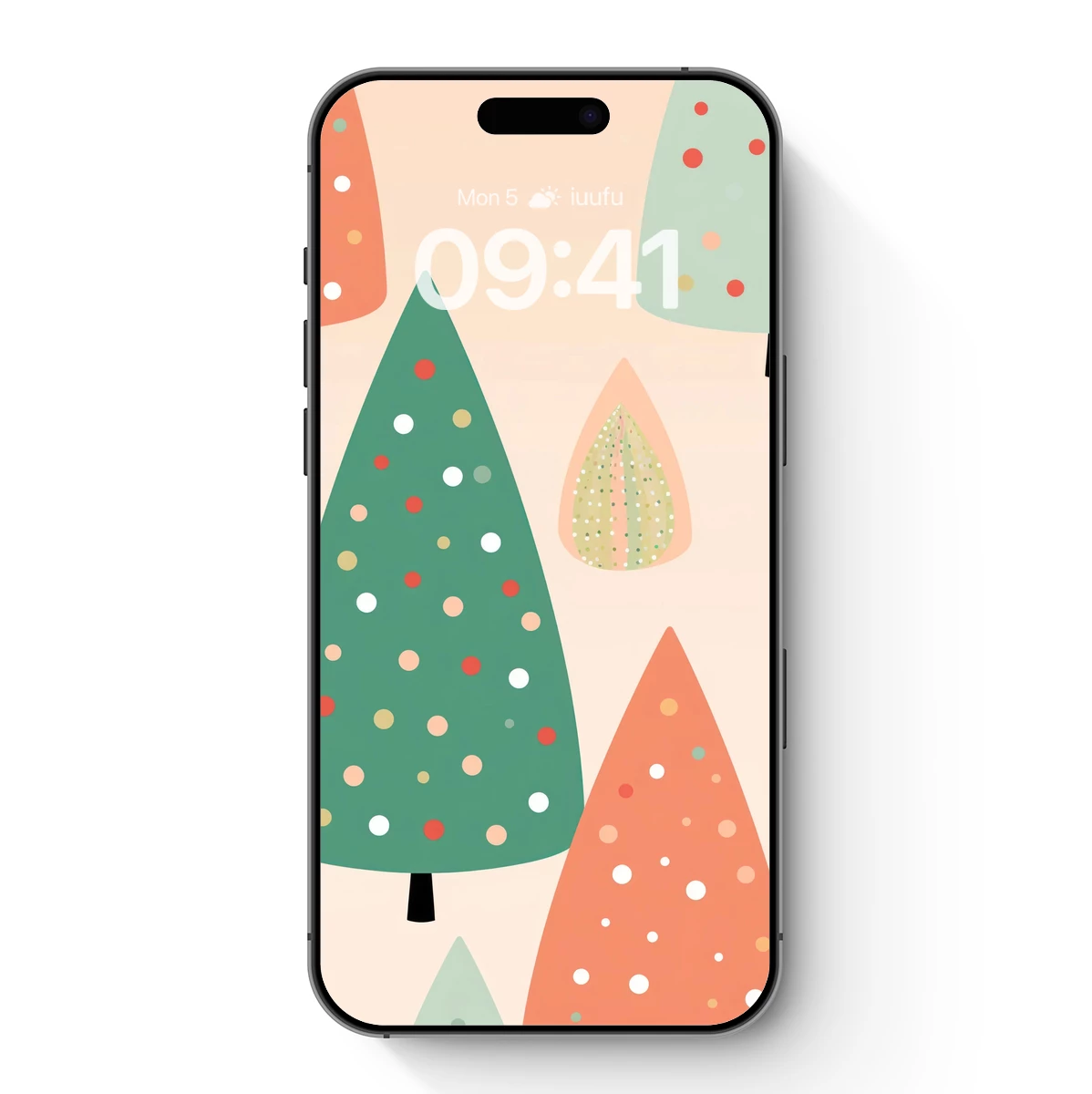 Festive Forest Dots: Whimsical Trees in Pastel Harmony