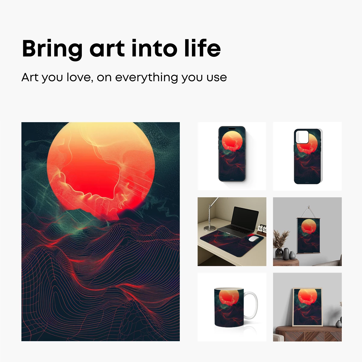 Ethereal Sunset Waves: Abstract Landscape Art - Image 2