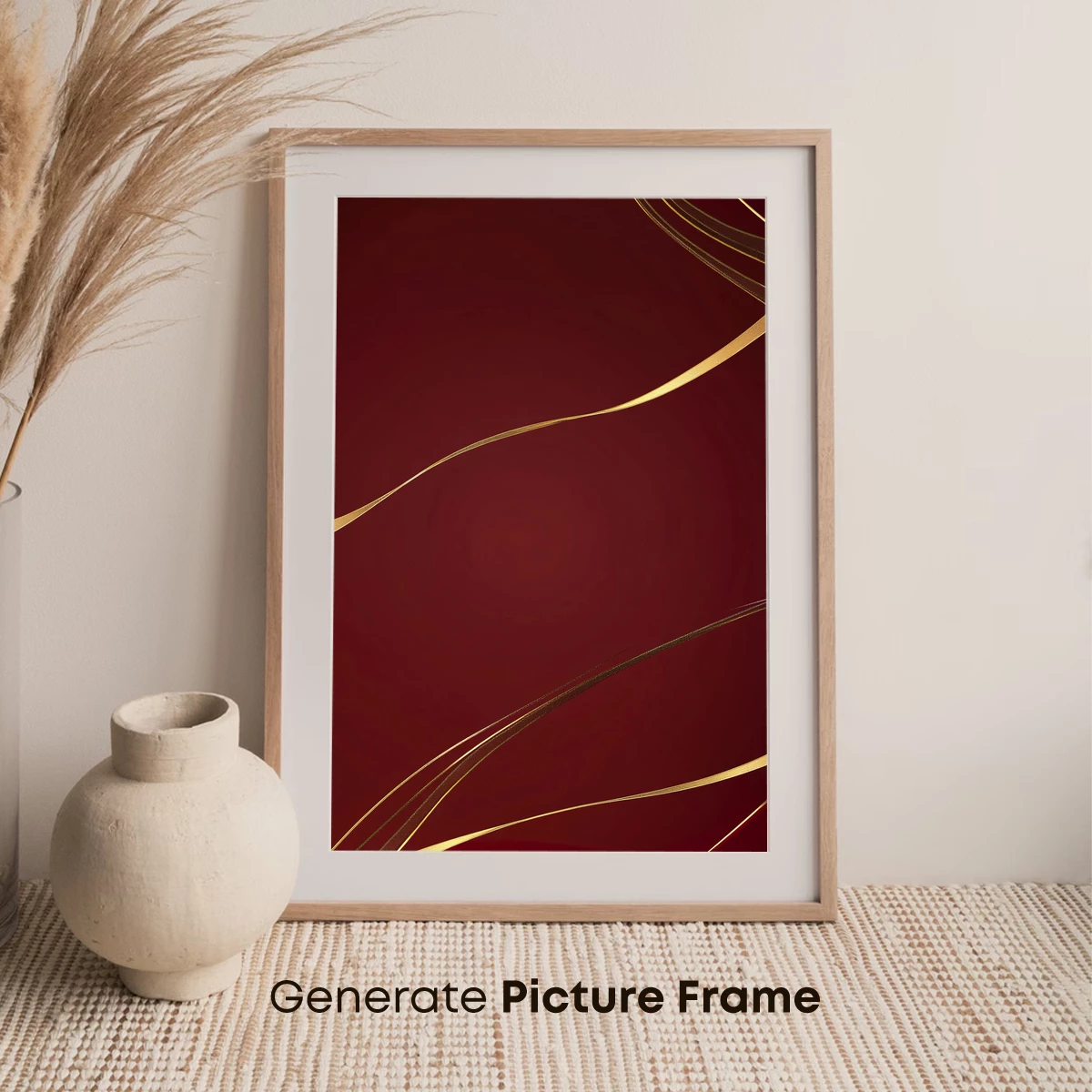 Elegant Gold Waves on Deep Red Canvas - Image 7
